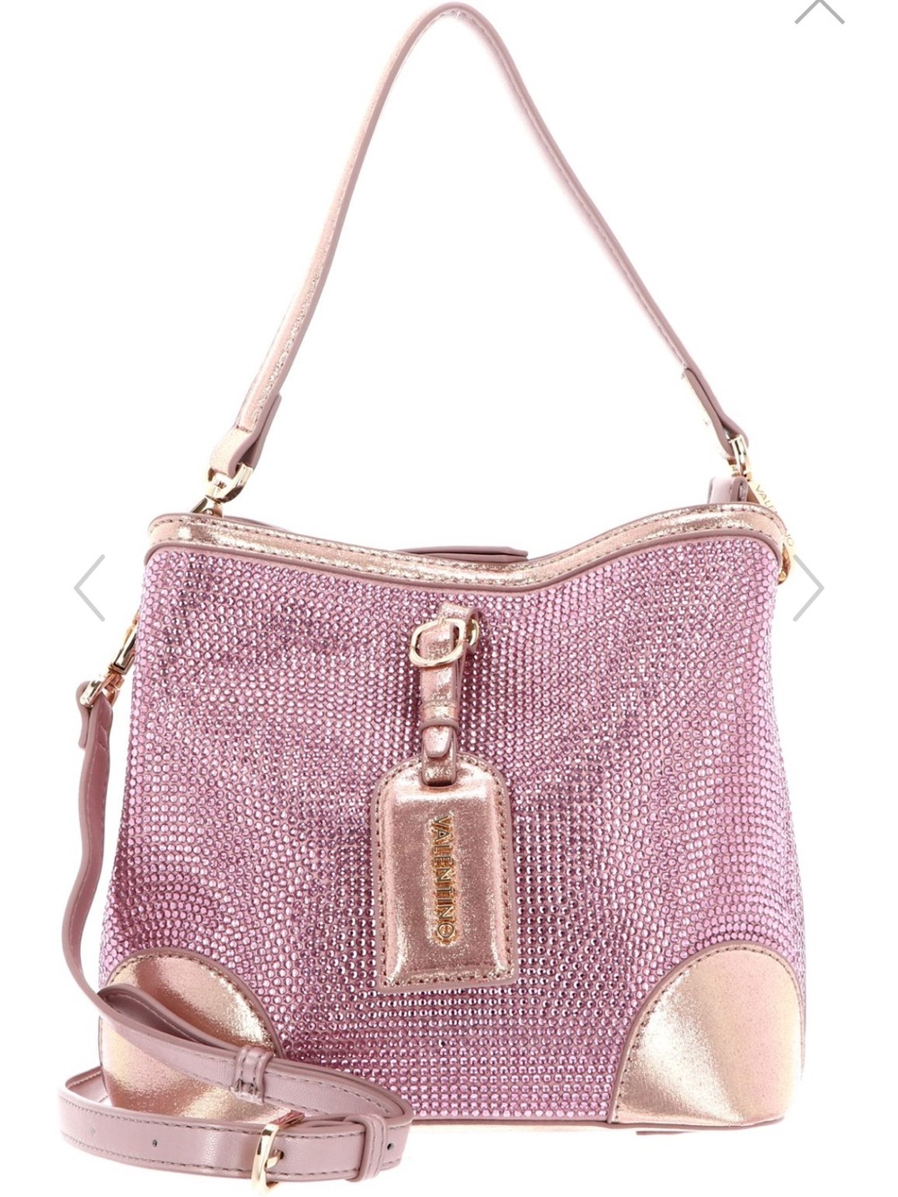 NWOT Mario Valentino Rose Pink Crystal Shoulder Bag with Rose Gold Hardware
